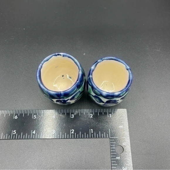 TALAVERA Mezcal Shot Glass Set of 2 Bird Blue Motif - Picture 4 of 7